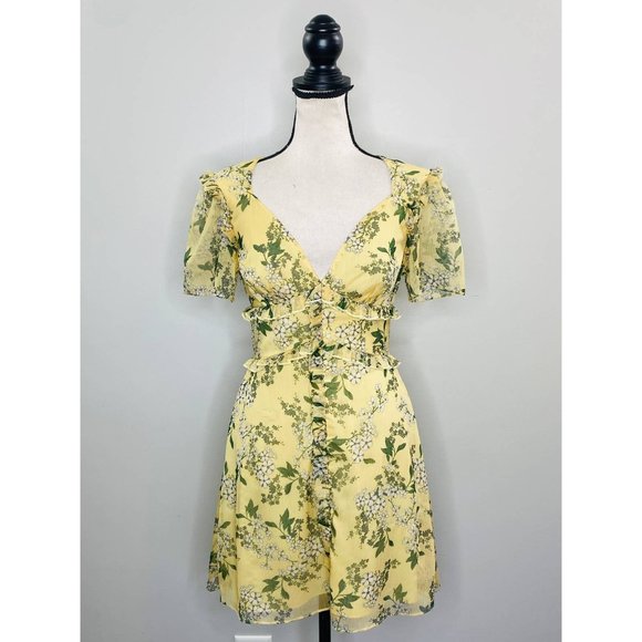 Keepsake the Label Foral Ruffled Mini Dress Womens XS Twee Flirty Spring Femme - Picture 1 of 12